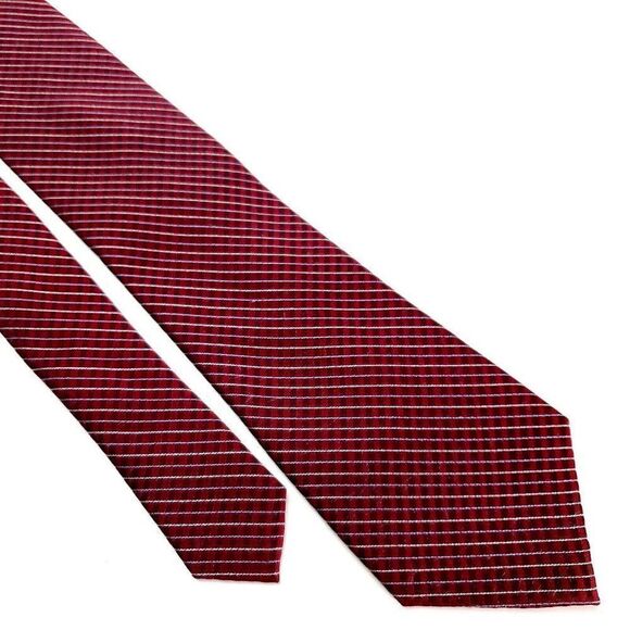 Calvin Klein Silk Tie‎ Woven Red Plaid - Picture 1 of 6